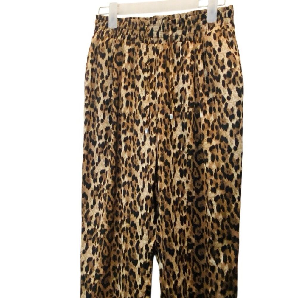 Zara Basic Leopard Print Elastic Waist Drawstring… - image 4